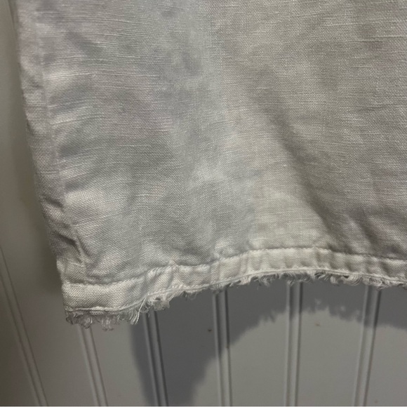 Garnet Hill White 100% Linen Sleeveless Fringe Hem A line dress size 10 - Picture 6 of 16